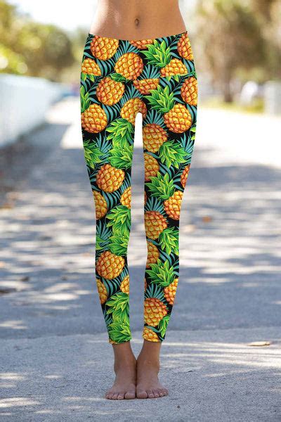 Endless Summer Lucy Green Pineapple Print Leggings Yoga Pants Women