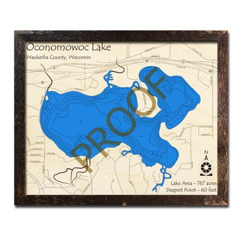 Oconomowoc Lake Wi Wood Map 3d Nautical Wood Charts On Tahoe Time