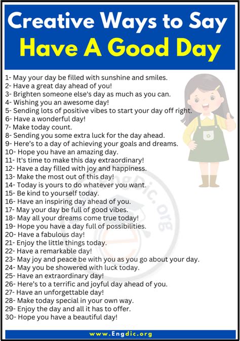 Unique Cute And Romantic Ways To Say Have A Good Day Engdic