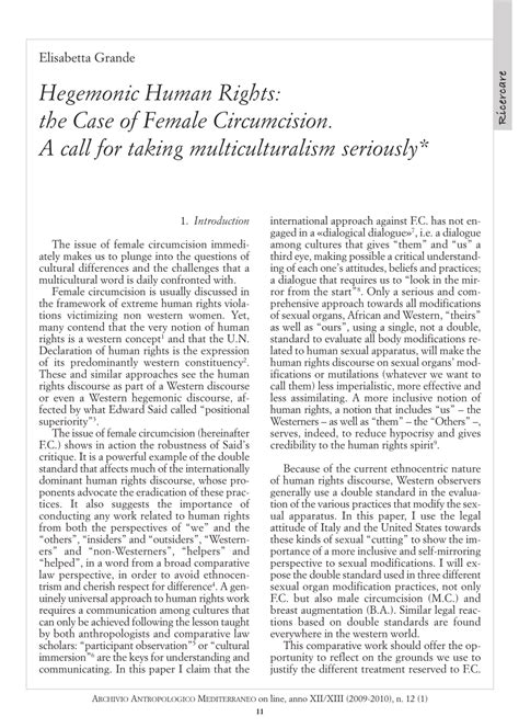 Pdf Hegemonic Human Rights The Case Of Female Circumcision A Call