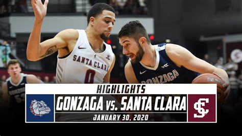 No 2 Gonzaga Vs Santa Clara Basketball Highlights 2019 20 Stadium