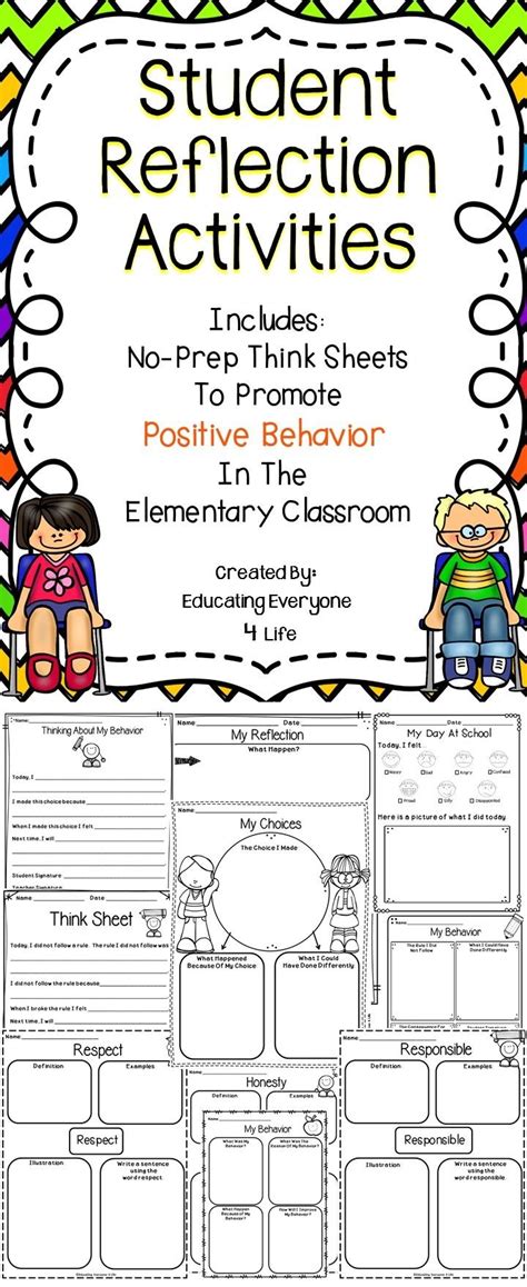 Classroom Management And Reflection Sheets For Students To Use In Their