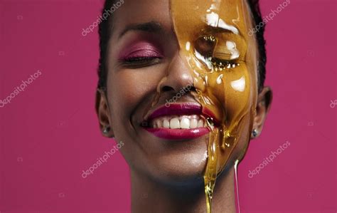 Woman With Honey On Face Stock Photo Kazzakova