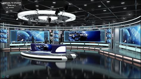 News Tv Studio Set 255 Virtual Green Screen Royalty Free Video Gambaran