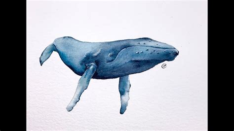 Easy Watercolor Whale Painting Demonstration Youtube