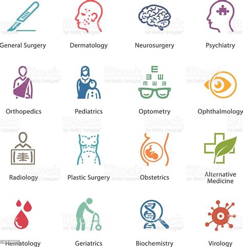 Colored Medical Health Care Icons Set 2 Specialties Stock Illustration