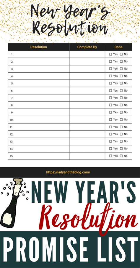 New Years Resolution List Free Promise Printable Here