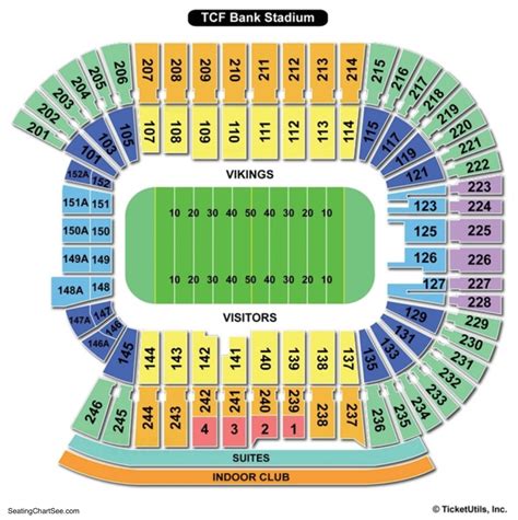 Tcf Bank Stadium Seat Map Vector U S Map