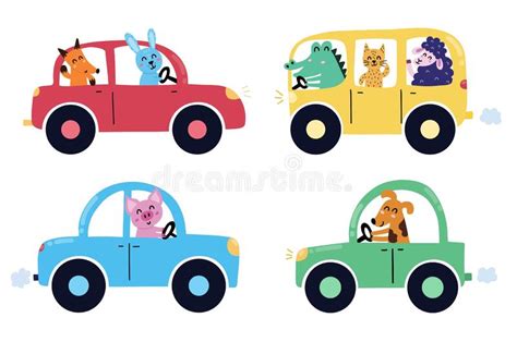 Set Cartoon Cars Vehicles Stock Illustrations 552 Set Cartoon Cars