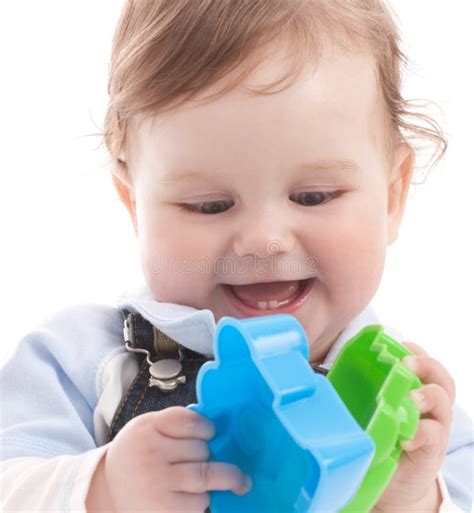Portrait Of Happy Baby Boy Playing With Toys Stock Image Image Of