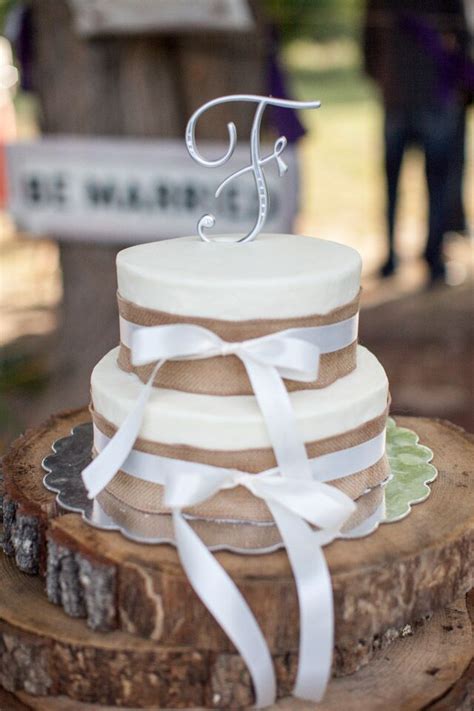 Rustic Burlap Wrapped Wedding Cake