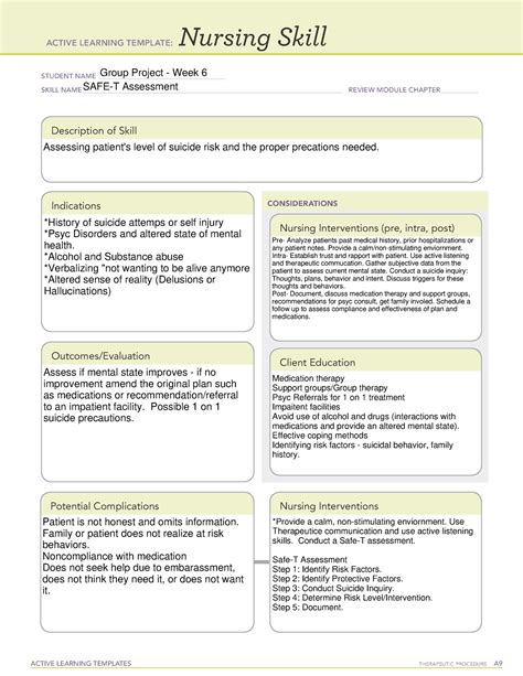 Active Learning Template Nursing Skill Form ACTIVE LEARNING TEMPLATES