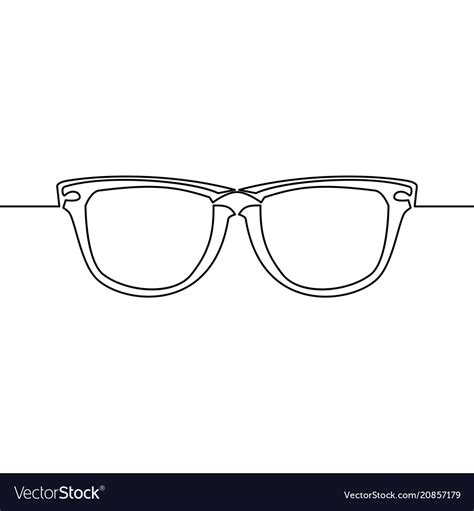 One Line Drawing Of Isolated Eye Glasses Vector Image