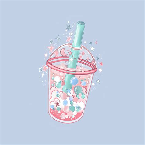 Pink Cute Kawaii Bubble Tea Illustration Art Print Cute Etsy Australia