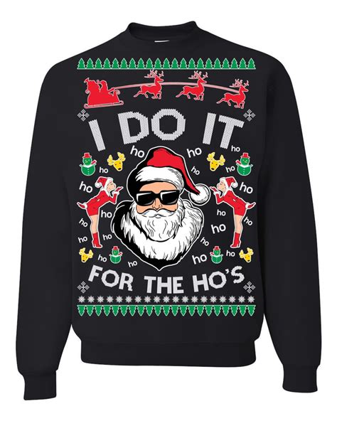 Ugly Christmas Sweater Santa Claus I Do It For The Hos Unisex Etsy