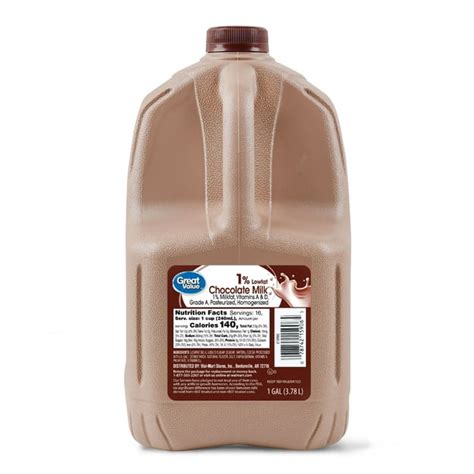 Great Value 1 Low Fat Chocolate Milk 128 Fl Oz