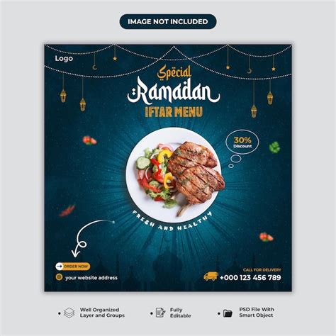 Premium Psd Ramadan Kareem Iftar Party Restaurant Food Sale Social