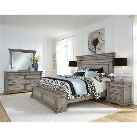 Pulaski san mateo rich pecan sleigh bed bedroom set. Traditional Gray 6 Piece California King Bedroom Set ...