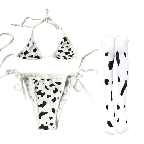 Buy Cosplay Costume Anime Sexy Mini Cow Bikini Lingerie Set Maid Outfit Dalmatian Milk Leopard