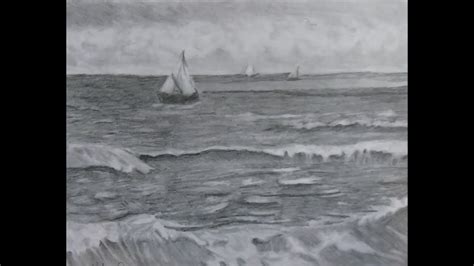 Time Lapse Version Seascape Drawing With Graphite Pencil Youtube