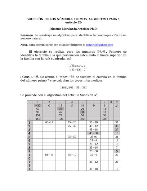 Pdf Sucesi N De Los N Meros Primos Algoritmo Para N X