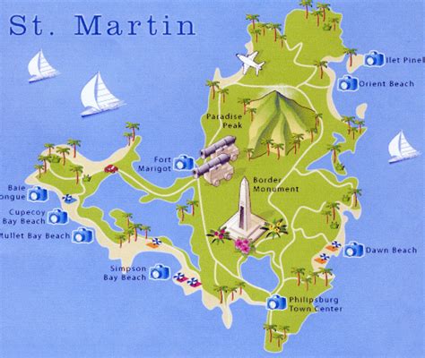 Большая туристическая карта Сен Мартен Сен Мартен Северная Америка