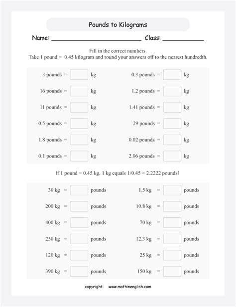 Pounds And Ounces Worksheet