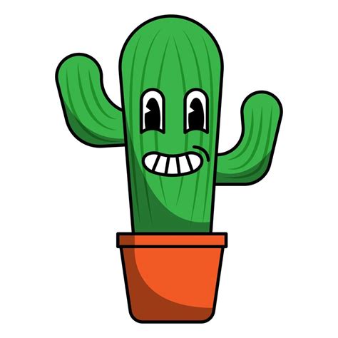 Hand Drawn Flat Trendy Smiling Cactus Cartoon Elements 10356234 Vector Art At Vecteezy