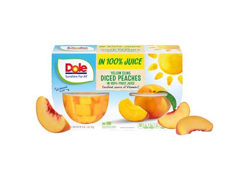 Dole® Yellow Cling Diced Peaches In 100 Juice Fruit Bowls® Dole