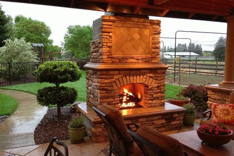 How to build a stone fire pit. Back Yard Patio with Fireplace - layjao