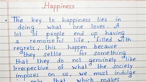 Write A Short Essay On Happiness Essay Writing English Youtube