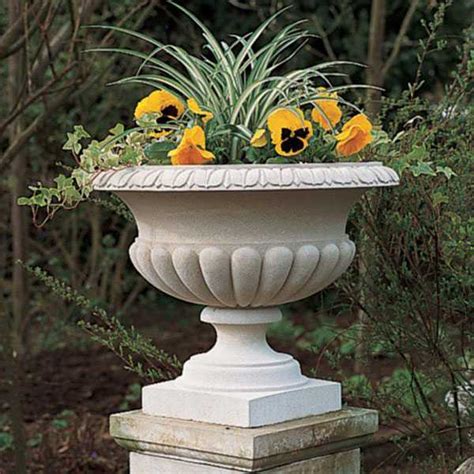 Features a hole in the bottom that allows water to drain through the soil so your plant stays healthy. Life Size White Marble Garden Flower Pots with Round Deep ...