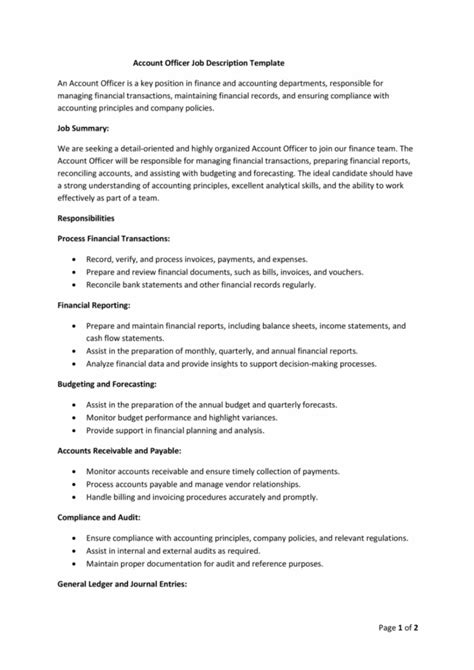 Download Account Officer Job Description [Pdf for 2023]