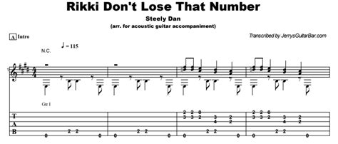 Steely Dan Rikki Don’t Lose That Number Guitar Lesson And Tab Jgb