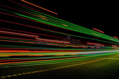 Lines Of Lights Lights Of Cars With Night Long Exposure Stock Image