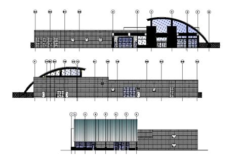 Auditorium Building Elevation Design Download Dwg File Cadbull
