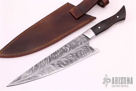 Feather Damascus Chefs Knife Arizona Custom Knives