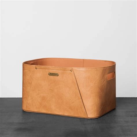 Medium foldable box faux leather. Faux Leather Storage Bin | Hearth & hand with magnolia ...