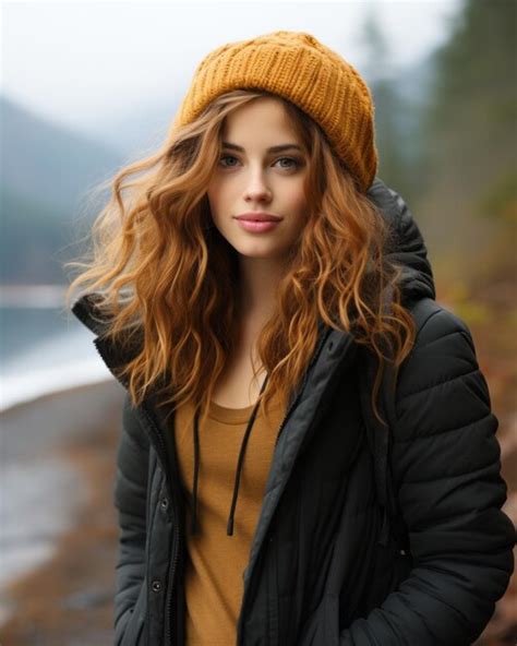 Premium Ai Image A Young Woman With Long Red Hair Wearing A Beanie