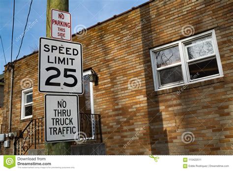 Speed Limit Street Sign Stock Image Image Of Sign House 115422511