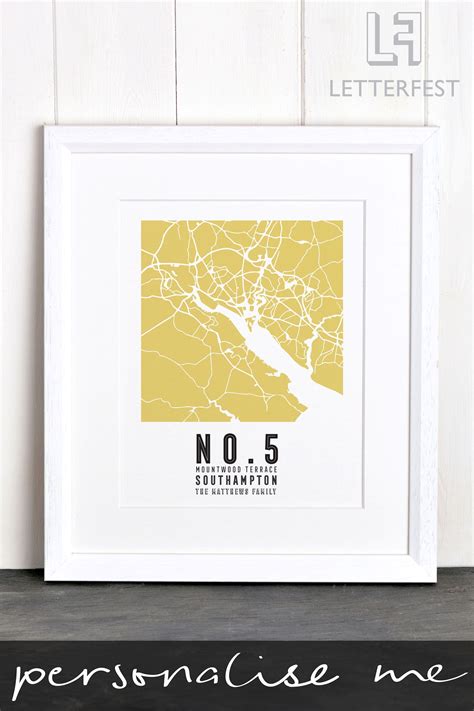 Personalised Your Address Map Framed Print by Letterfest | Framed maps, Address map, Framed prints
