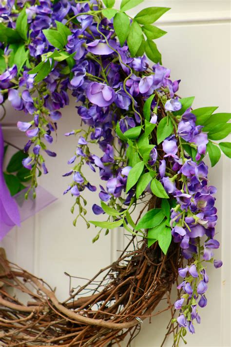 Purple Wisteria Wreath Summer Floral Wreath Front Door Etsy