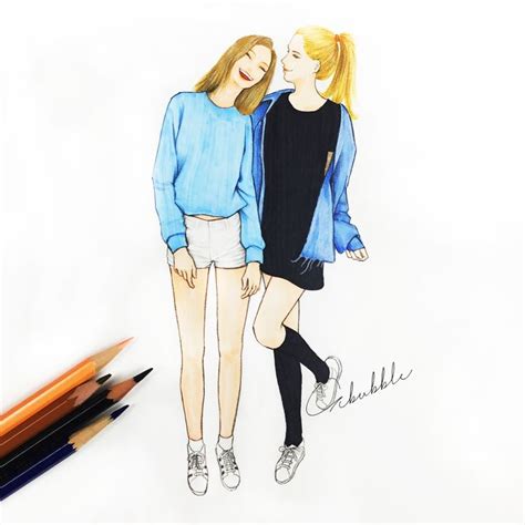 Best friends manhwa also known as (aka) melhores amigas / 단짝 의 경계. We are soul sisters | Best friend drawings, Bff drawings, Drawings of friends