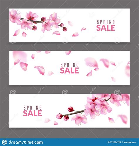 Sakura Banners Spring Japanese Cherry Flower Blossom And Branches