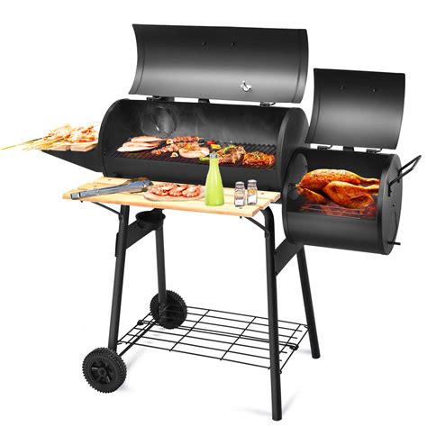 Giantex Charcoal Bbq Grill Barbecue Grill Outdoor Rolling Grill With 2