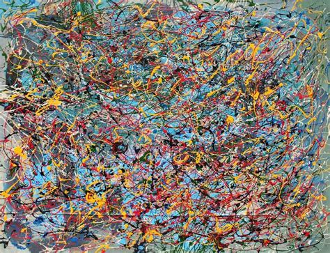 Jackson Pollock Style Mid Century Lg Drip Art Painting