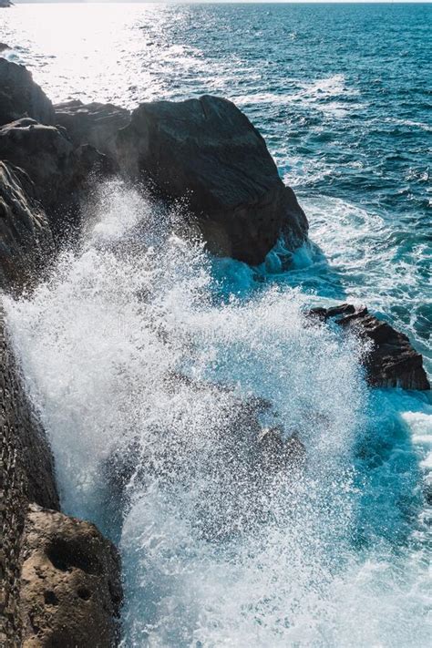 Ocean Waves Breaking On The Rocks Stock Photo Image Of Landscape