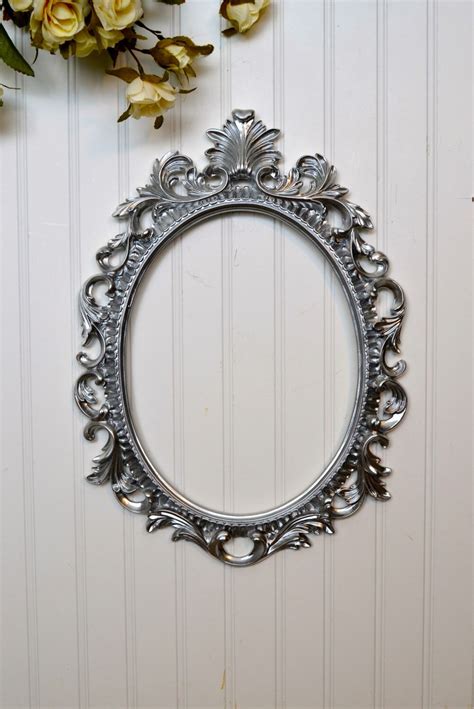 Oval Picture Frame Large Ornate Baroque Fancy Silver Portrait Wedding