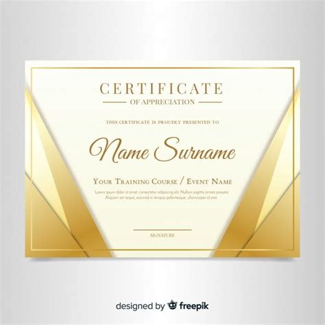 Download Elegant Certificate Template With Golden Design For Free