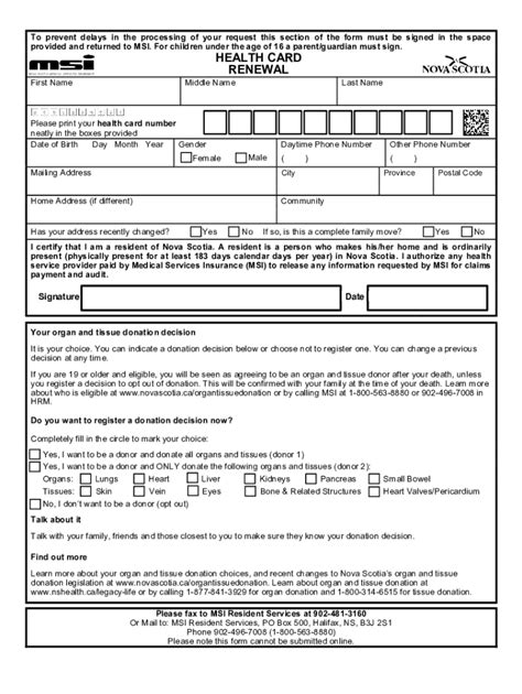As long as you created an account with the medical marijuana use registry, you can renew your application online. Nova Scotia Health Card Renewal 2020 - Fill and Sign Printable Template Online | US Legal Forms